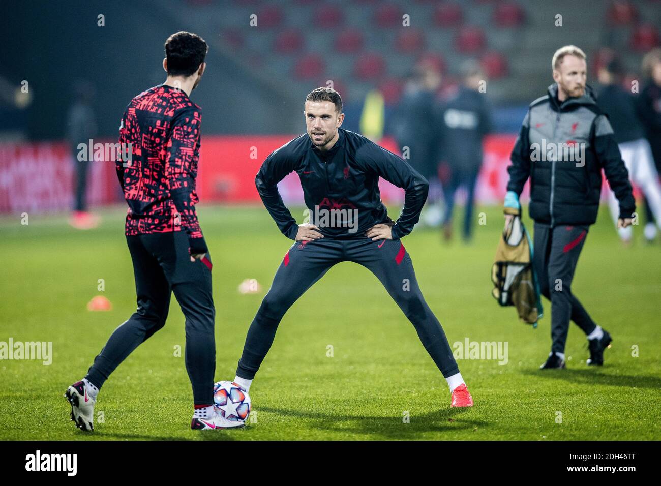 Herning, Denmark. 09th Dec, 2020. Jordan Henderson of Liverpool FC seen during the warm up before the UEFA Champions League match between FC Midtjylland and Liverpool FC at MCH Arena in Herning. (Photo Credit: Gonzales Photo/Alamy Live News Stock Photo