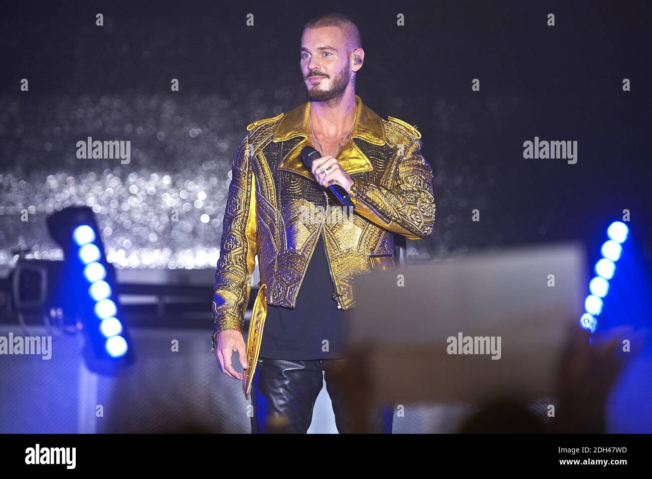 French singer M. Pokora (aka Matt Pokora, Matthieu Tota) performs live on  stage at 'Le Tigre' with his 'My Way Tour' during the 'Lol Song Festival',  on June 30, 2017 in Margny-les-Compiegne,