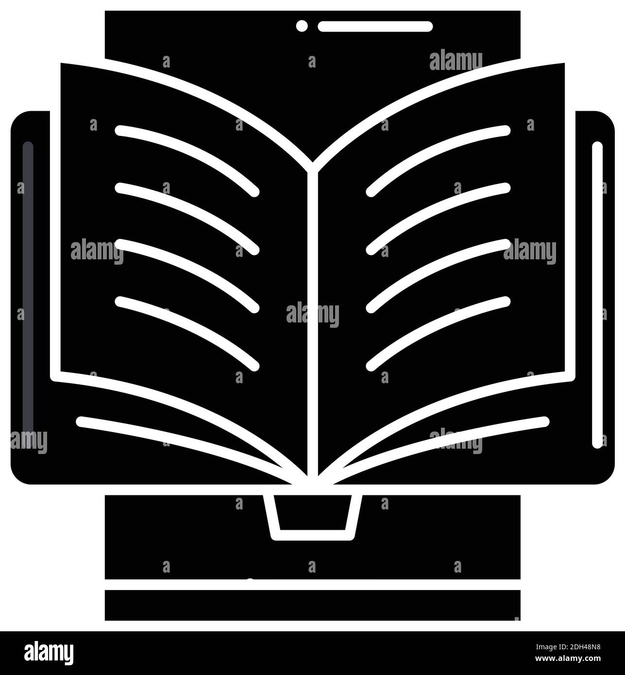 ebook reading icon, black vector sign with editable strokes, concept