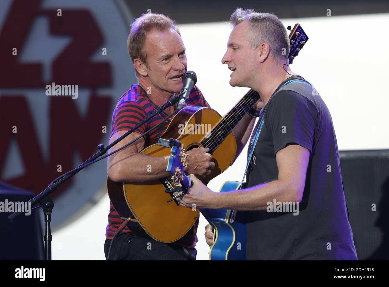 Sting and his son songwriter and musician Joe Sumner perform during Jazz A  Juan festival in Juan-Les-Pins, south of France on July 20, 2017. Photo by  Patrick Clemente/ABACAPRESS.COM Stock Photo - Alamy