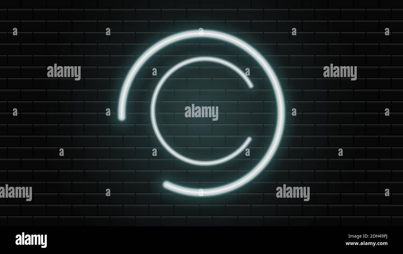 Abstract neon round banner Neon frame Wall brick Stock Vector