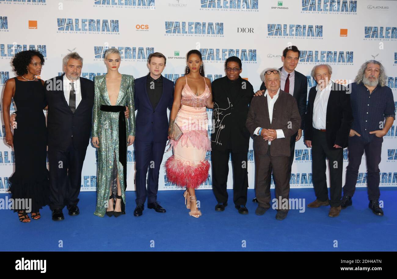 Luc Besson and his wife Virginie Silla, Cara Delevingne, Dane DeHaan, Rihanna, Herbie Hancock, Pierre Christin, Clive Owen, Jean-Claude Mezieres and Alain Chabat attending Valerian premiere at Cite du Cinema in Paris, France on July 25, 2017. Photo by Jerome Domine/ABACAPRESS.COM Stock Photo