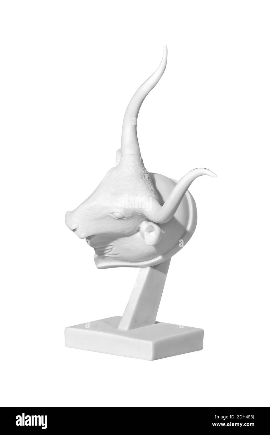 Statue of a bull on a white background Stock Photo