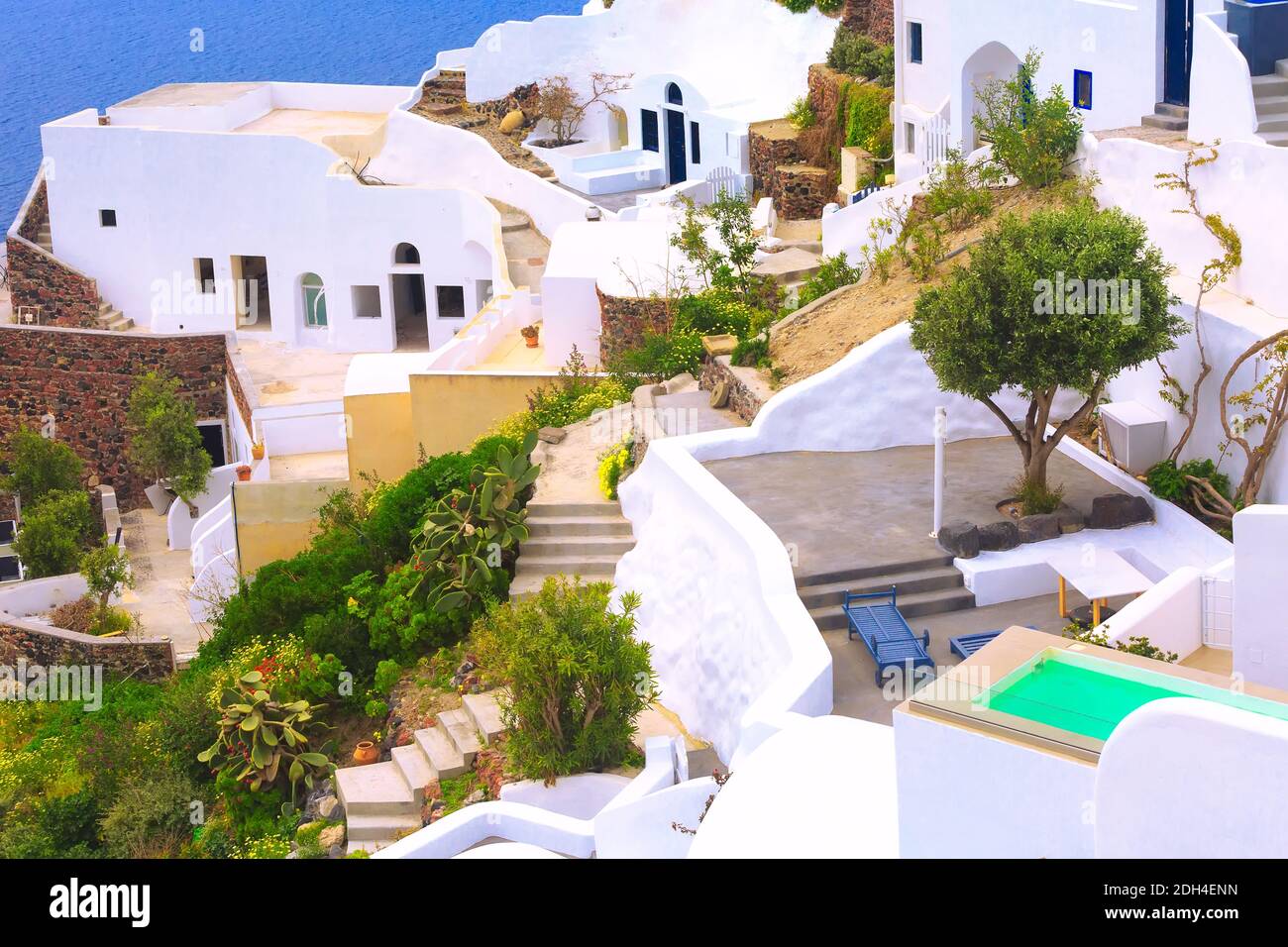 White houses, Santorini Island in Greece Stock Photo - Alamy