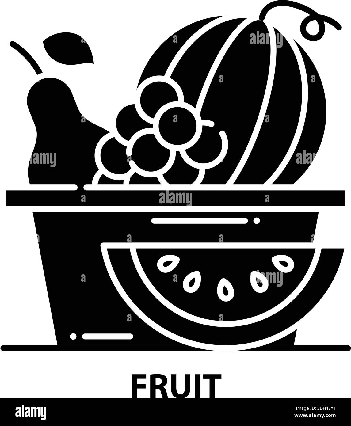 fruit icon, black vector sign with editable strokes, concept ...