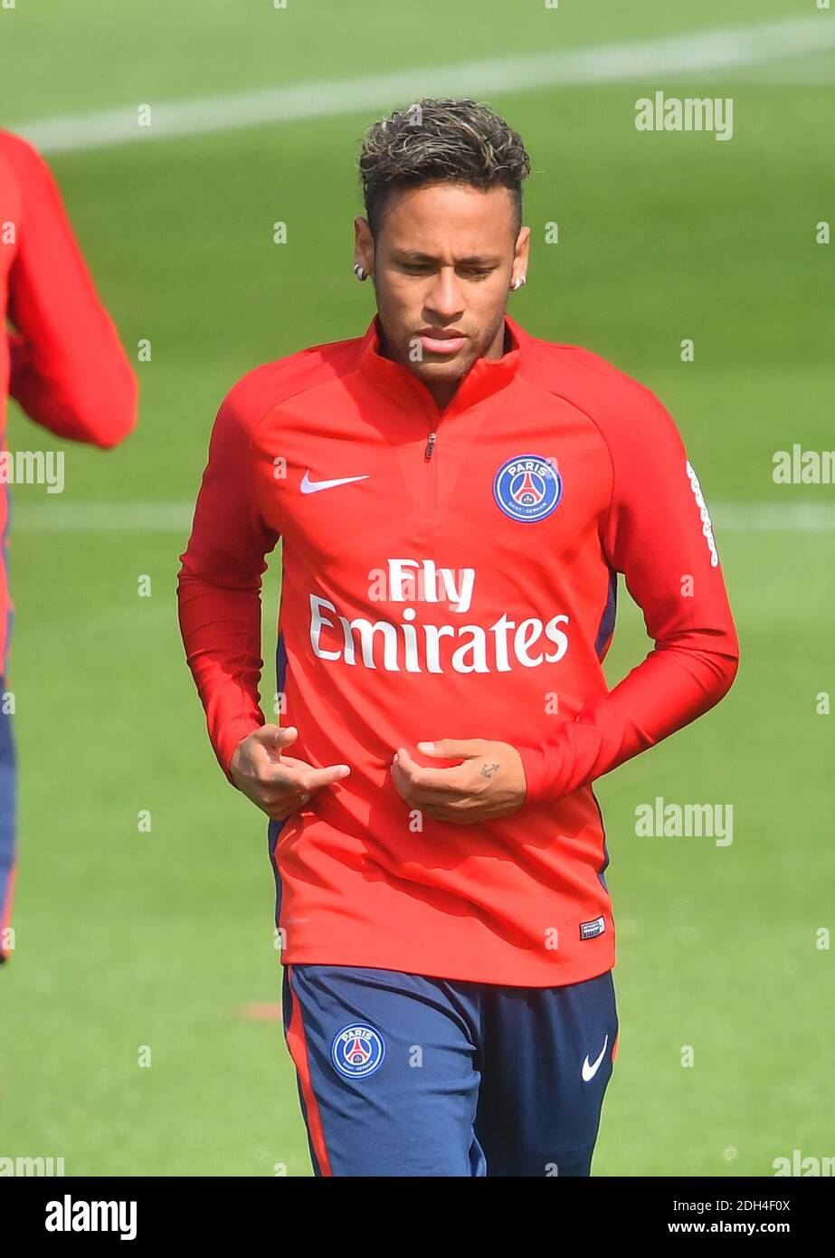 New PSG player Neymar is seen training at Camp Des Loges in Saint