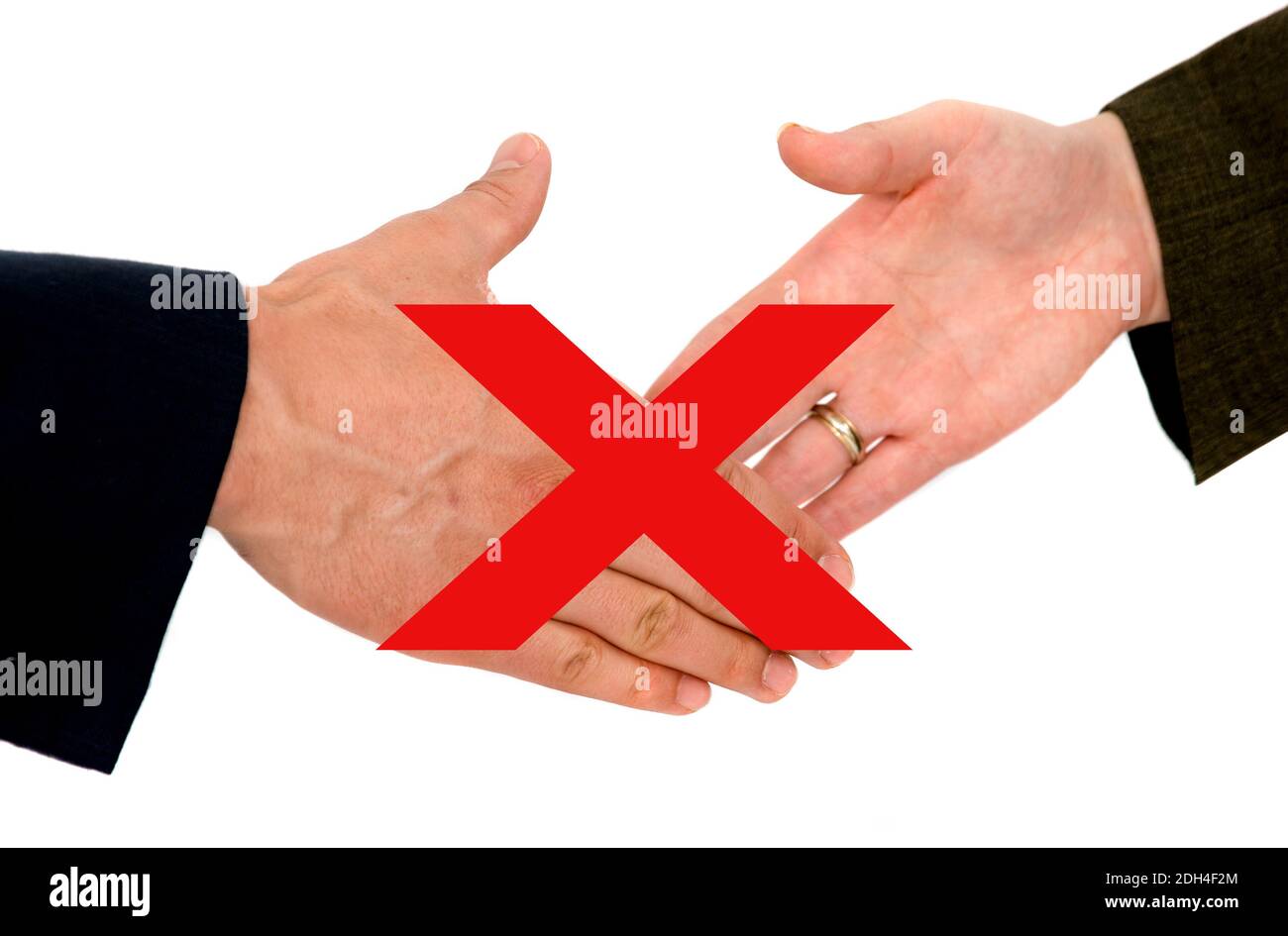Handschlag zwischen Mann und Frau, Detailaufnahme, MR: YES, Verboten, Ansteckungsgefahr, Corona, Coronavirus, Corona-Virus, Stock Photo