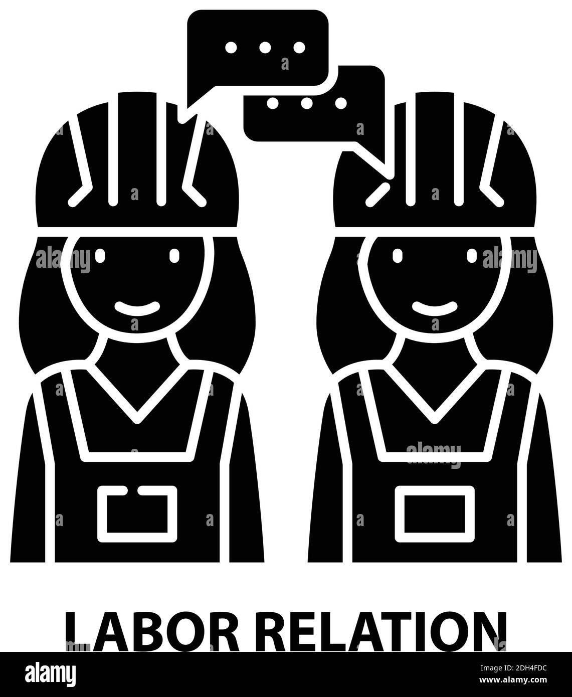 labor relation icon, black vector sign with editable strokes, concept illustration Stock Vector