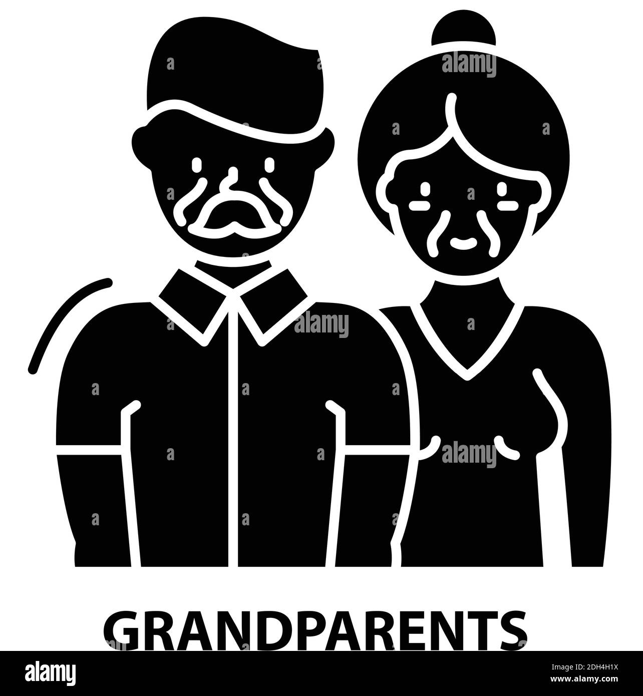 grandparents icon, black vector sign with editable strokes, concept illustration Stock Vector