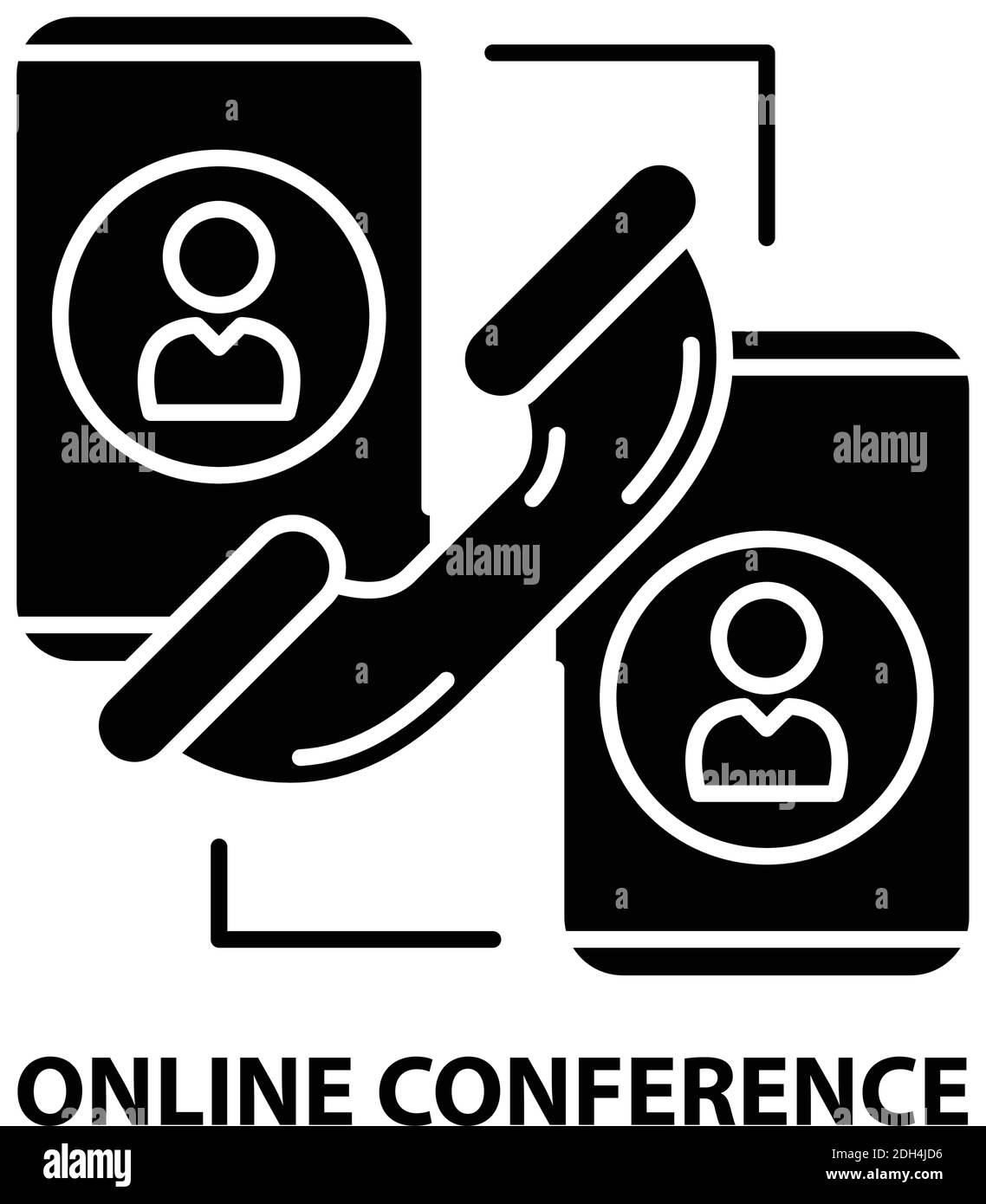 online conference icon, black vector sign with editable strokes