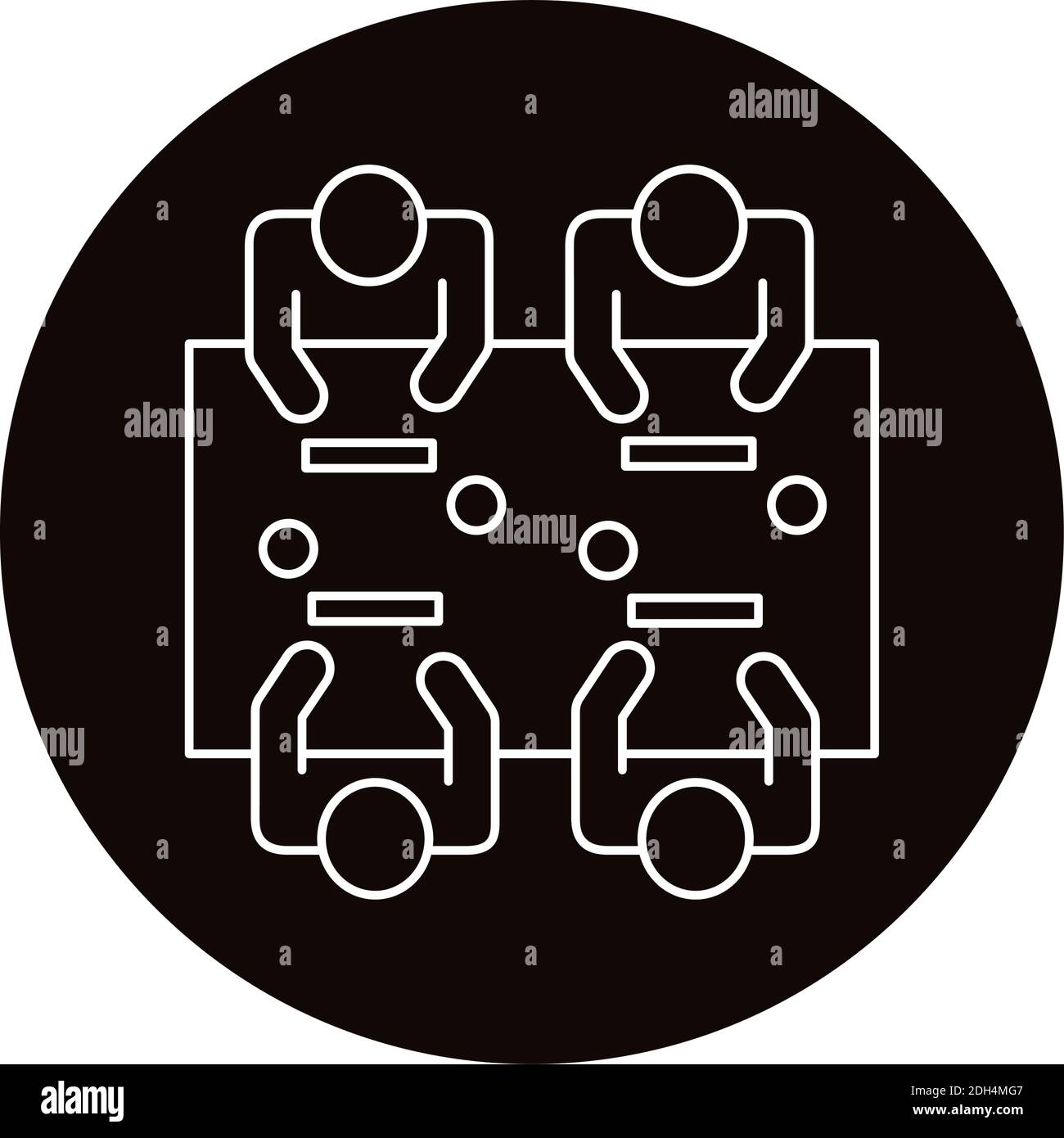four workers seated in table coworking line style icon vector ...