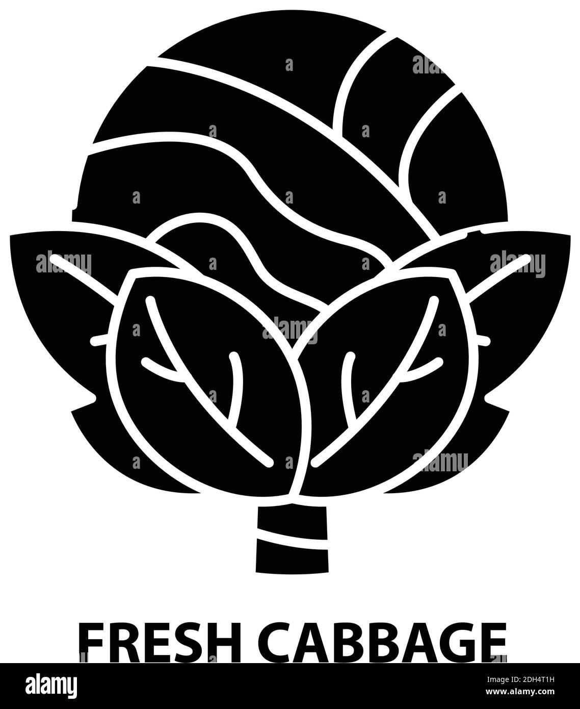 fresh cabbage icon, black vector sign with editable strokes, concept illustration Stock Vector