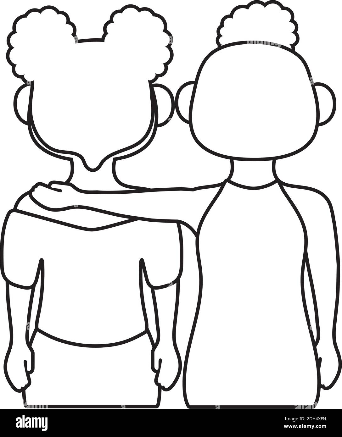 young girls avatars characters line style icon vector illustration ...