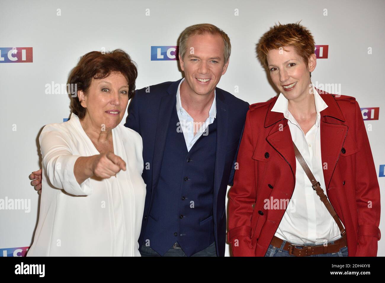 Roselyne Bachelot, Fabien Namias, Natacha Polony assistent a la conference de presse de rentrée de LCI a Paris, France, le 30 aout 2017. Photo by Alban Wyters/ABACAPRESS.COM Stock Photo