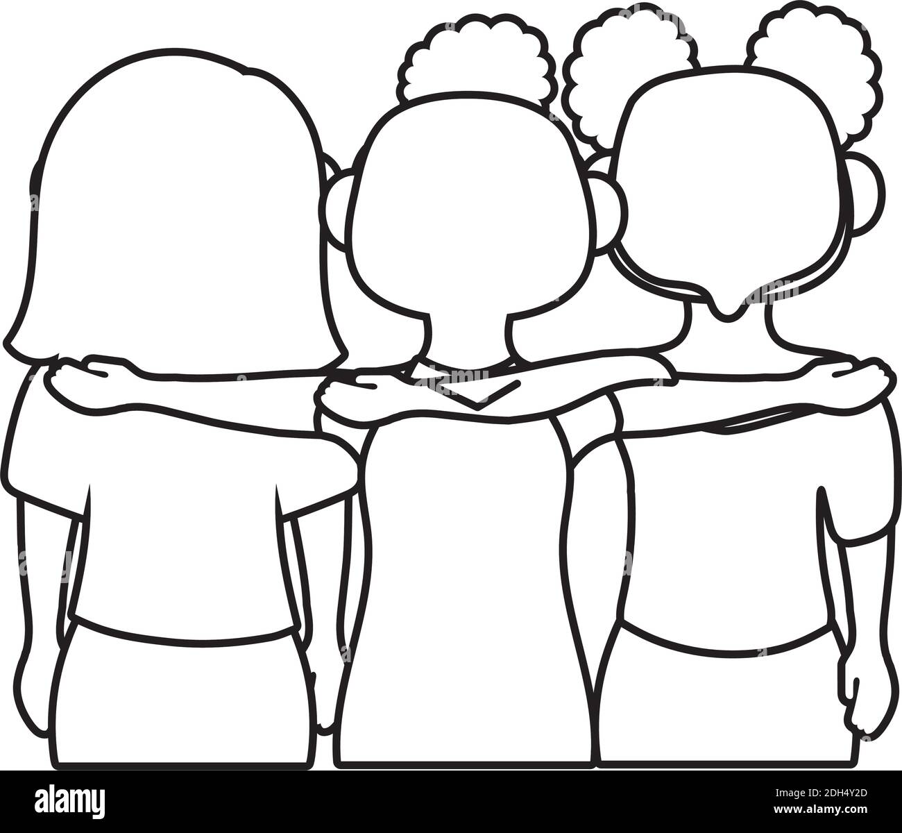 young girls avatars characters line style icon vector illustration ...