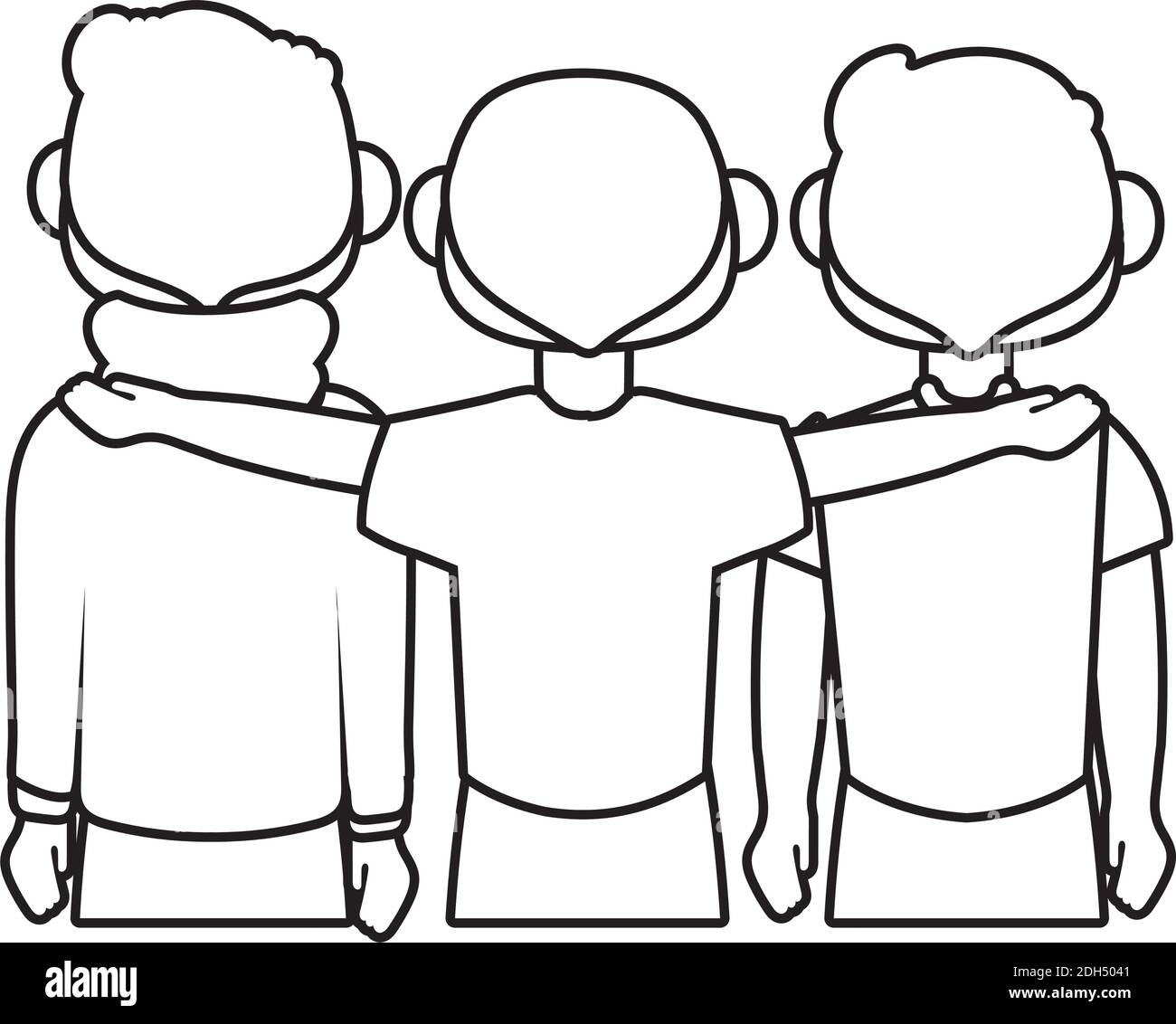young men avatars characters line style icon vector illustration design ...