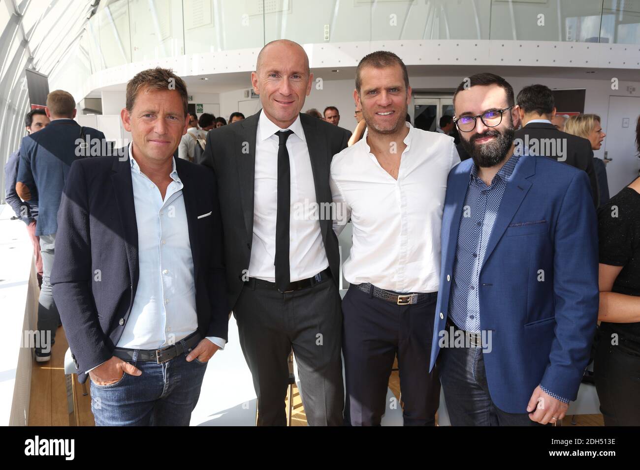 Gilbert Brisbois, Nicolas Vilas, Jerome Rothen and Daniel Riolo attending  the annual press conference of RMC, in Paris, France, on August 31, 2017.  Photo by Jerome Domine/ABACAPRESS.COM Stock Photo - Alamy