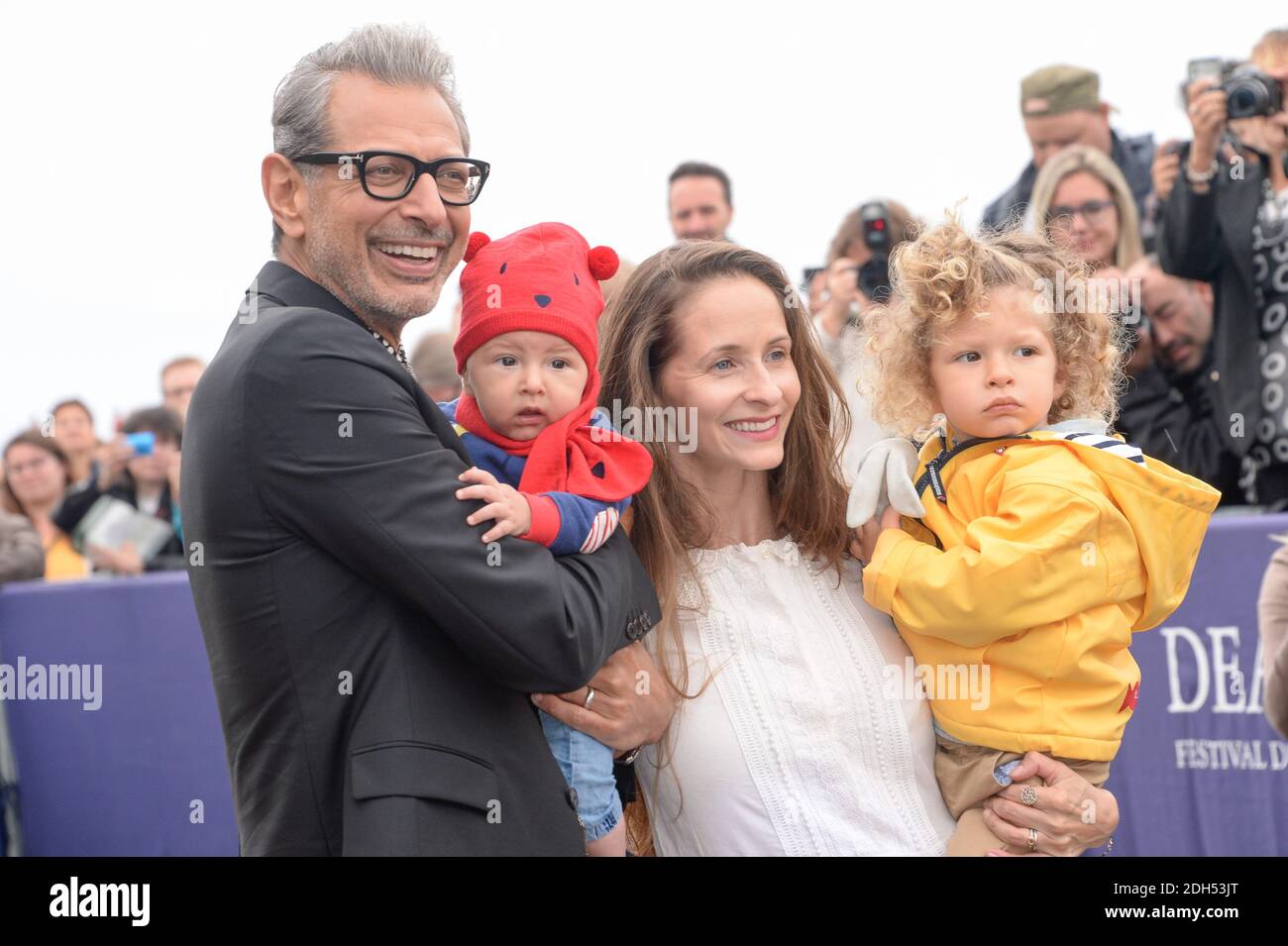 Jeff Goldblum with his wife Emilie Livingston and their children Charlie Ocean and River Joe attending a photocall at the 43rd American Film Festival of Deauville, in Deauville, France on September 3rd, 2017. Photo by Julien Reynaud/APS-Medias/ABACAPRESS.COM Stock Photo