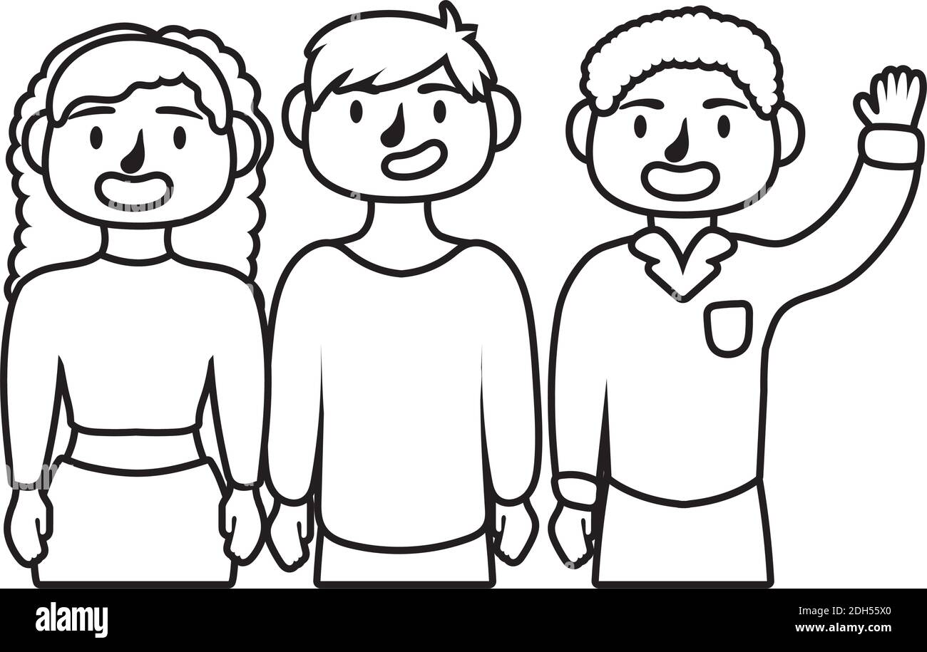 young people avatars characters line style icon vector illustration ...
