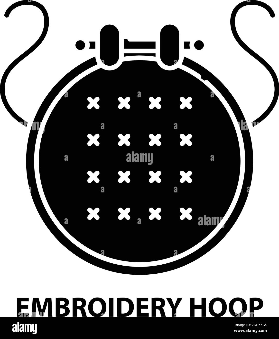 embroidery hoop icon, black vector sign with editable strokes, concept