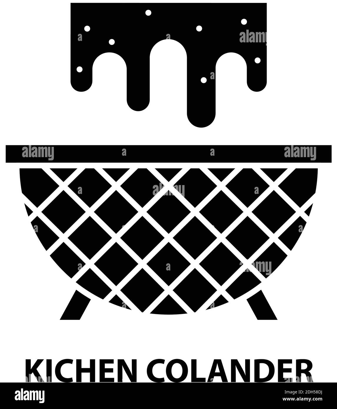 kichen colander icon, black vector sign with editable strokes, concept ...