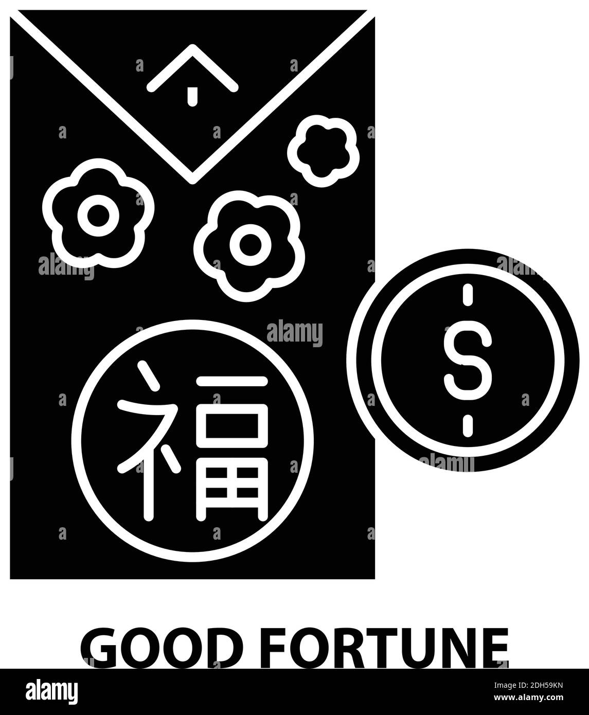 good fortune icon, black vector sign with editable strokes, concept illustration Stock Vector