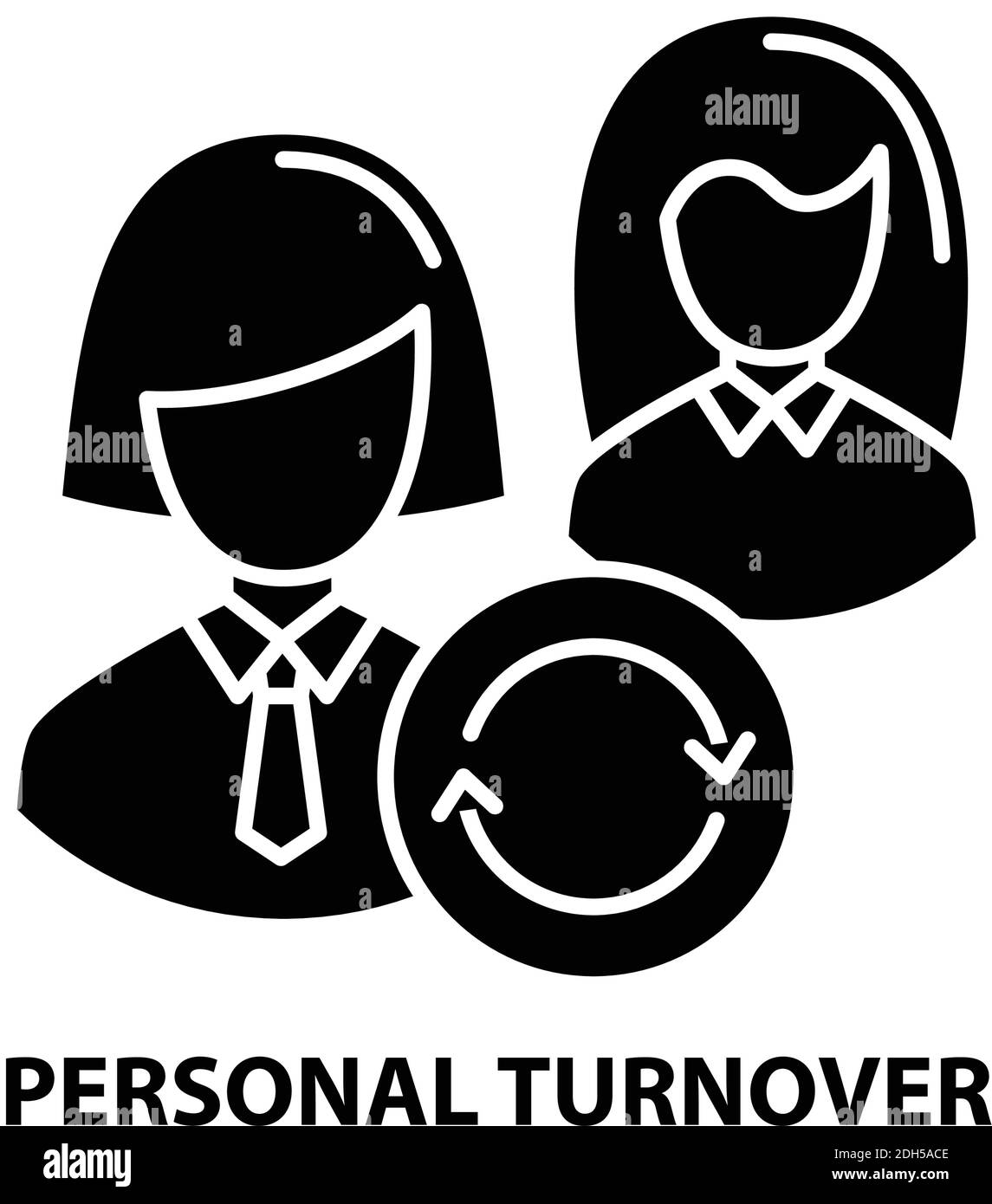 personal turnover icon, black vector sign with editable strokes, concept illustration Stock Vector