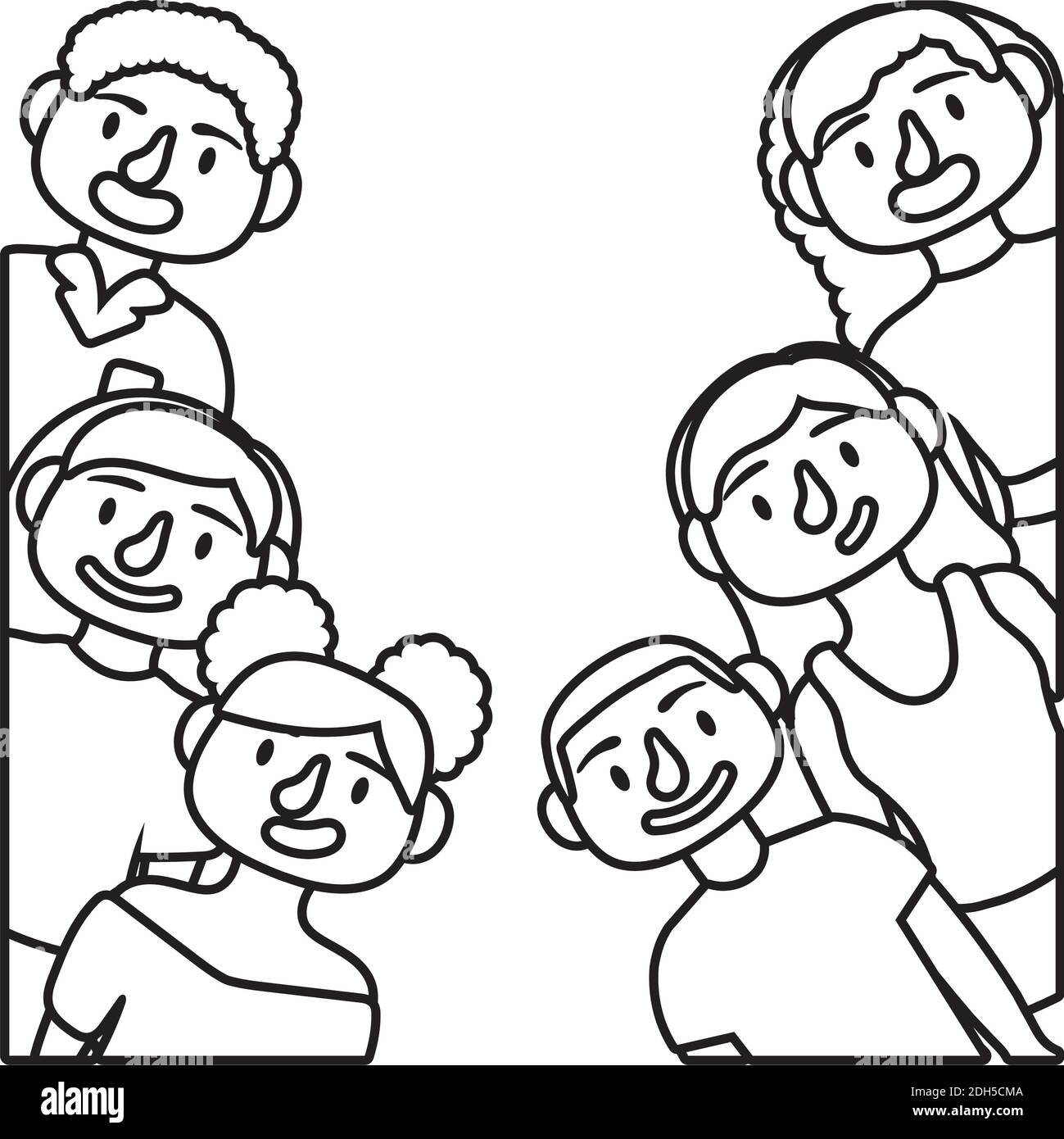 young people avatars characters line style icon vector illustration ...