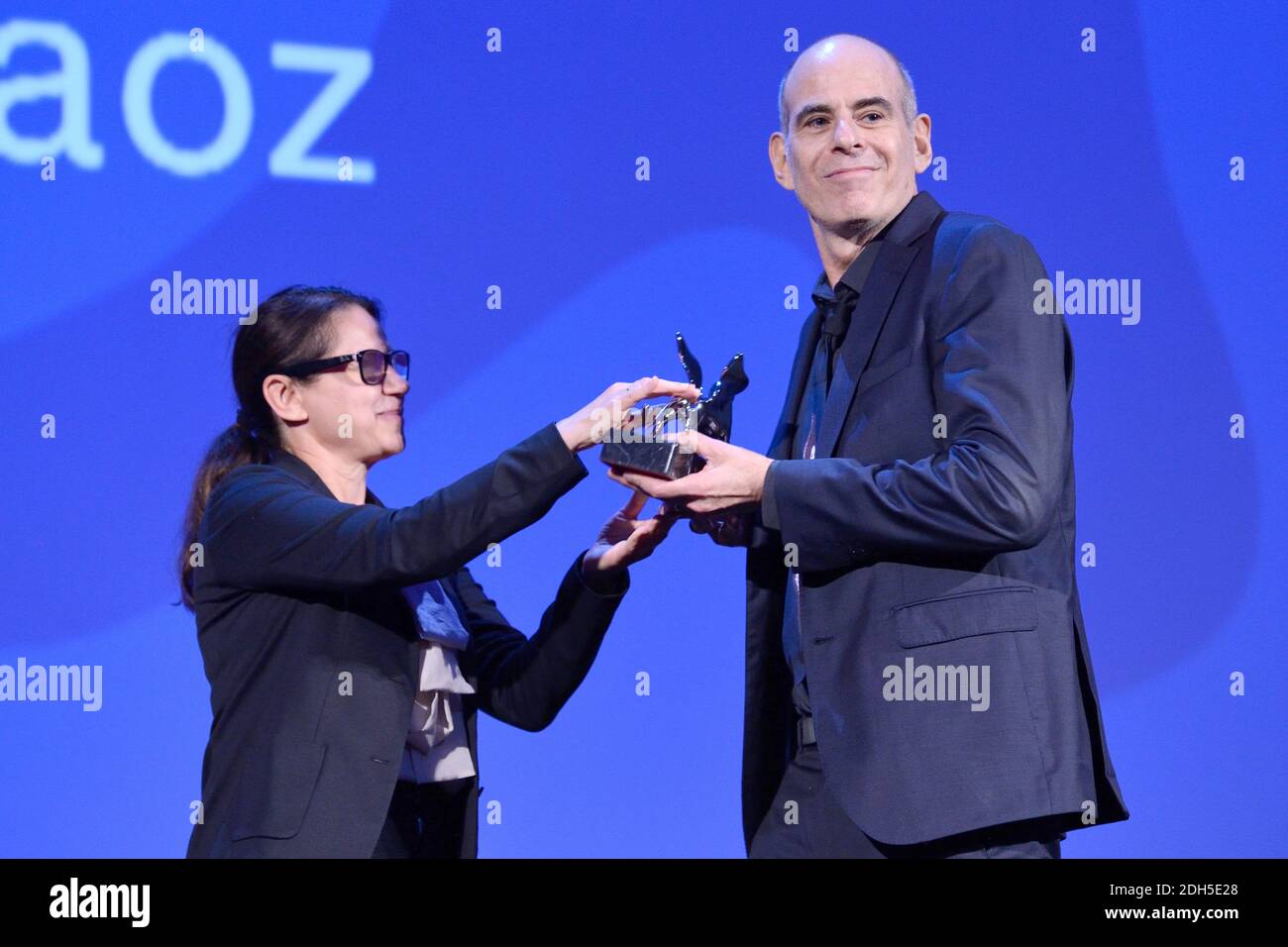 Samuel Maoz receives the Silver Lion - Grand Jury Prize Award for 'Foxtrot' from 'Venezia 74' jury member Ildiko Enyedi during the Closing Ceremony of the 74th Venice International Film Festival (Mostra di Venezia) at the Lido, Venice, Italy on September 09, 2017. Photo by Aurore Marechal/ABACAPRESS.COM Stock Photo
