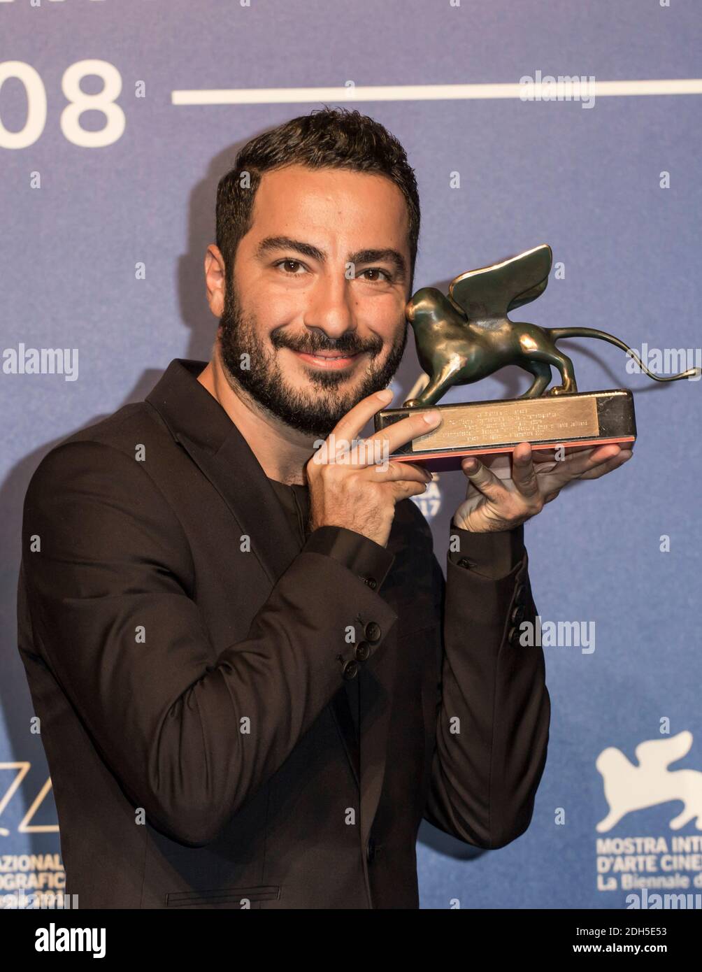 Navid Mohammadzadeh poses with the 'Orizzonti' Award for Best Actor for 'Bedoune Tarikh, Bedoune Emza' at the Award Winners photocall closing the 74th Venice Film Festival at Sala Casino on September 9, 2017 in Venice, Italy. Photo by Marco Piovanotto/ABACAPRESS.COM Stock Photo