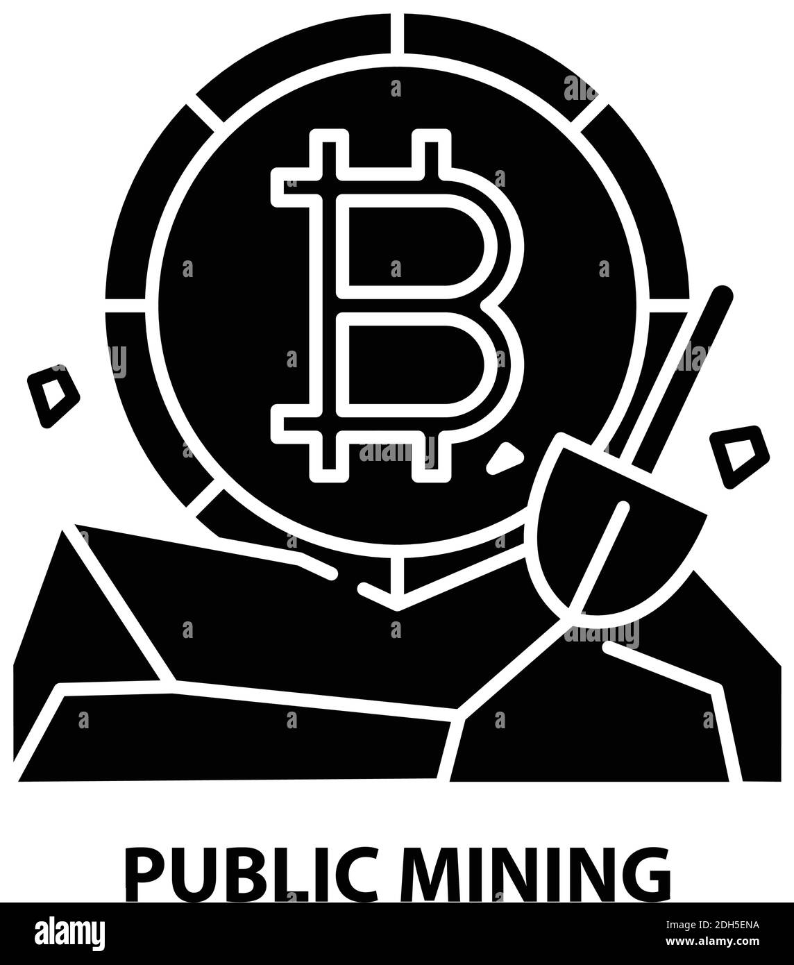 public mining icon, black vector sign with editable strokes, concept illustration Stock Vector