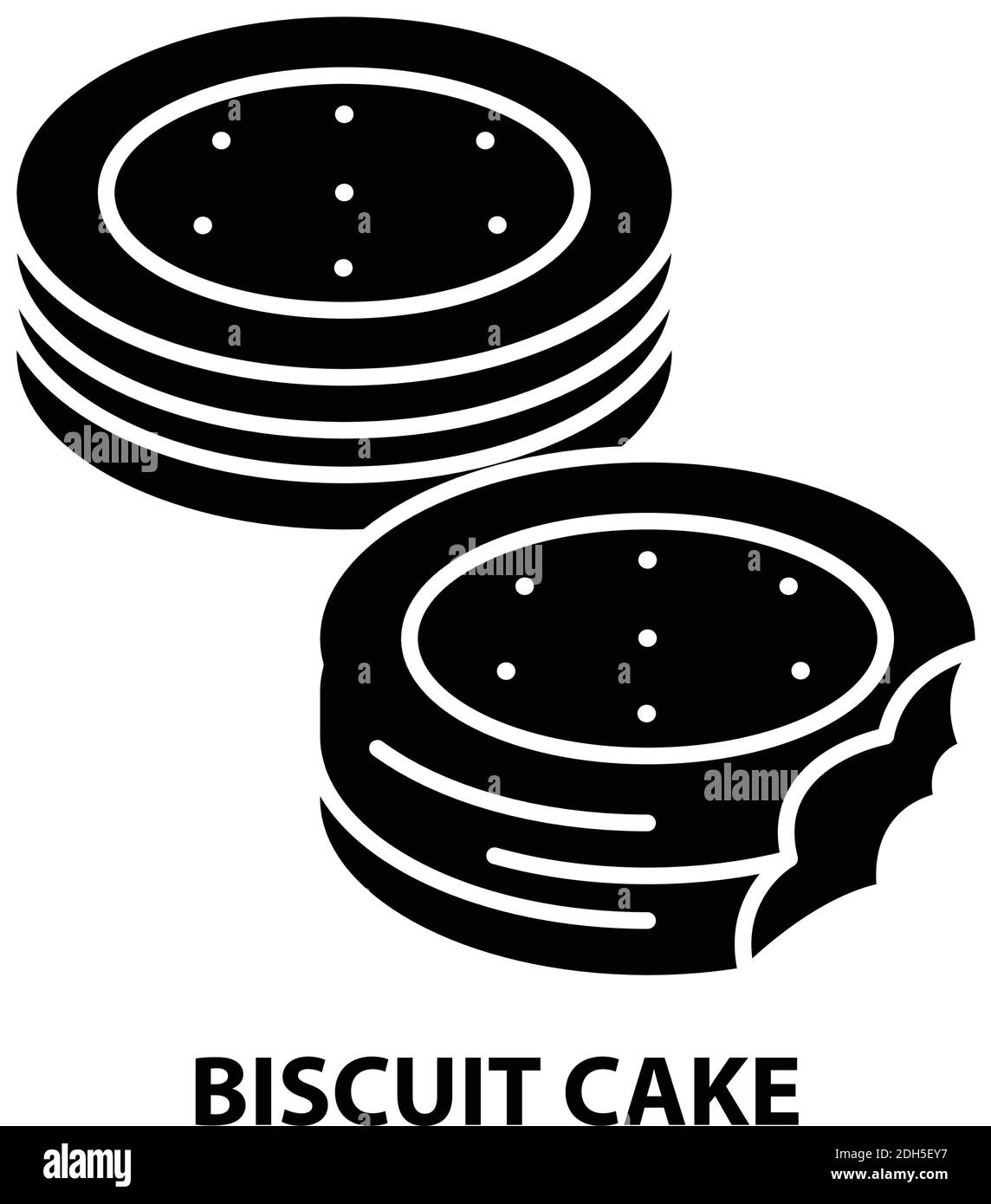 biscuit cake icon, black vector sign with editable strokes, concept illustration Stock Vector
