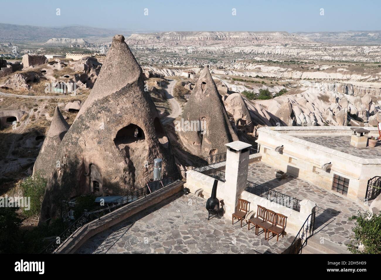 noise reduction !!!!!!! fairy chimneys on the valley of Cappadocia from Uchisar, Turkey Stock Photo