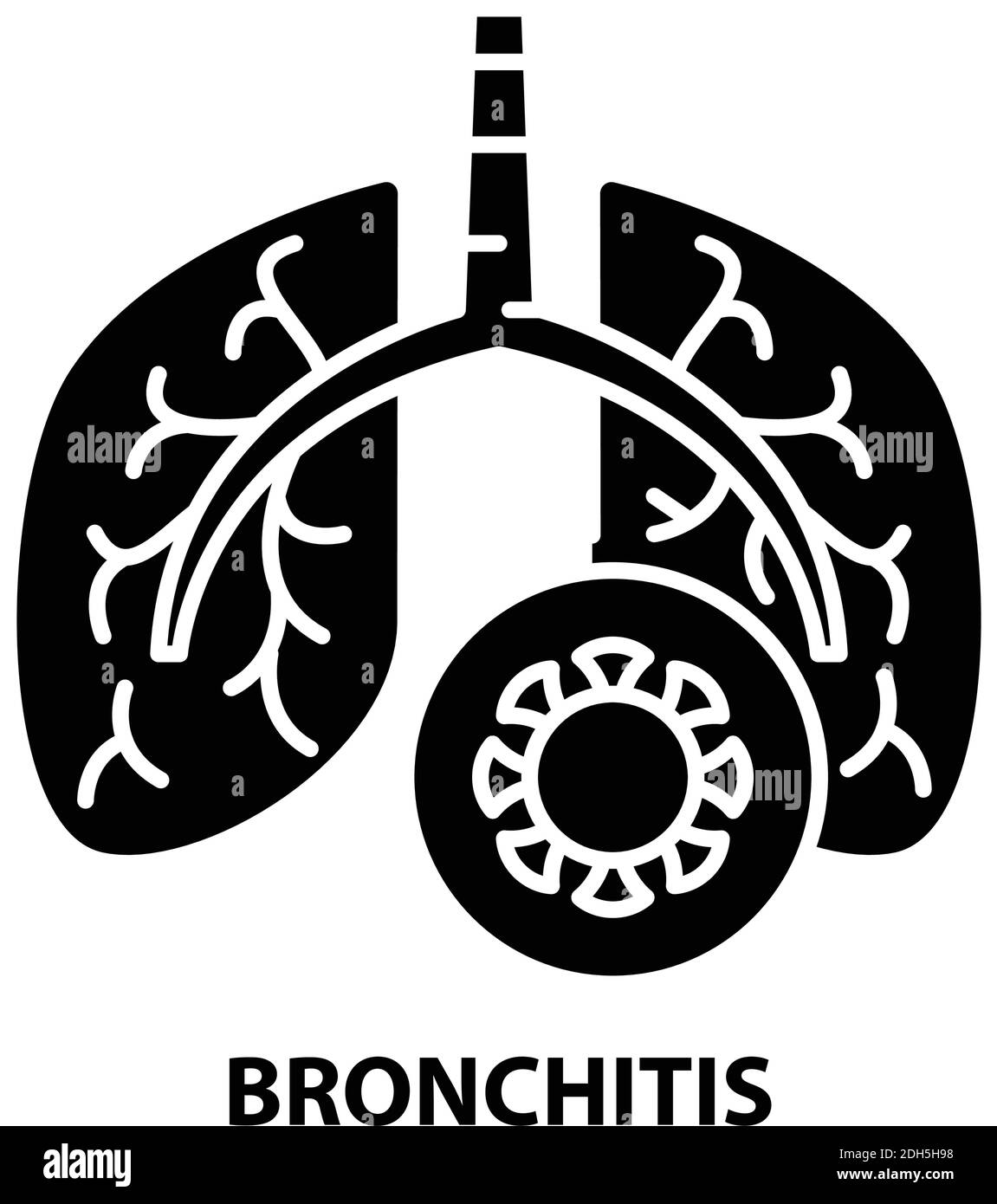 bronchitis icon, black vector sign with editable strokes, concept illustration Stock Vector