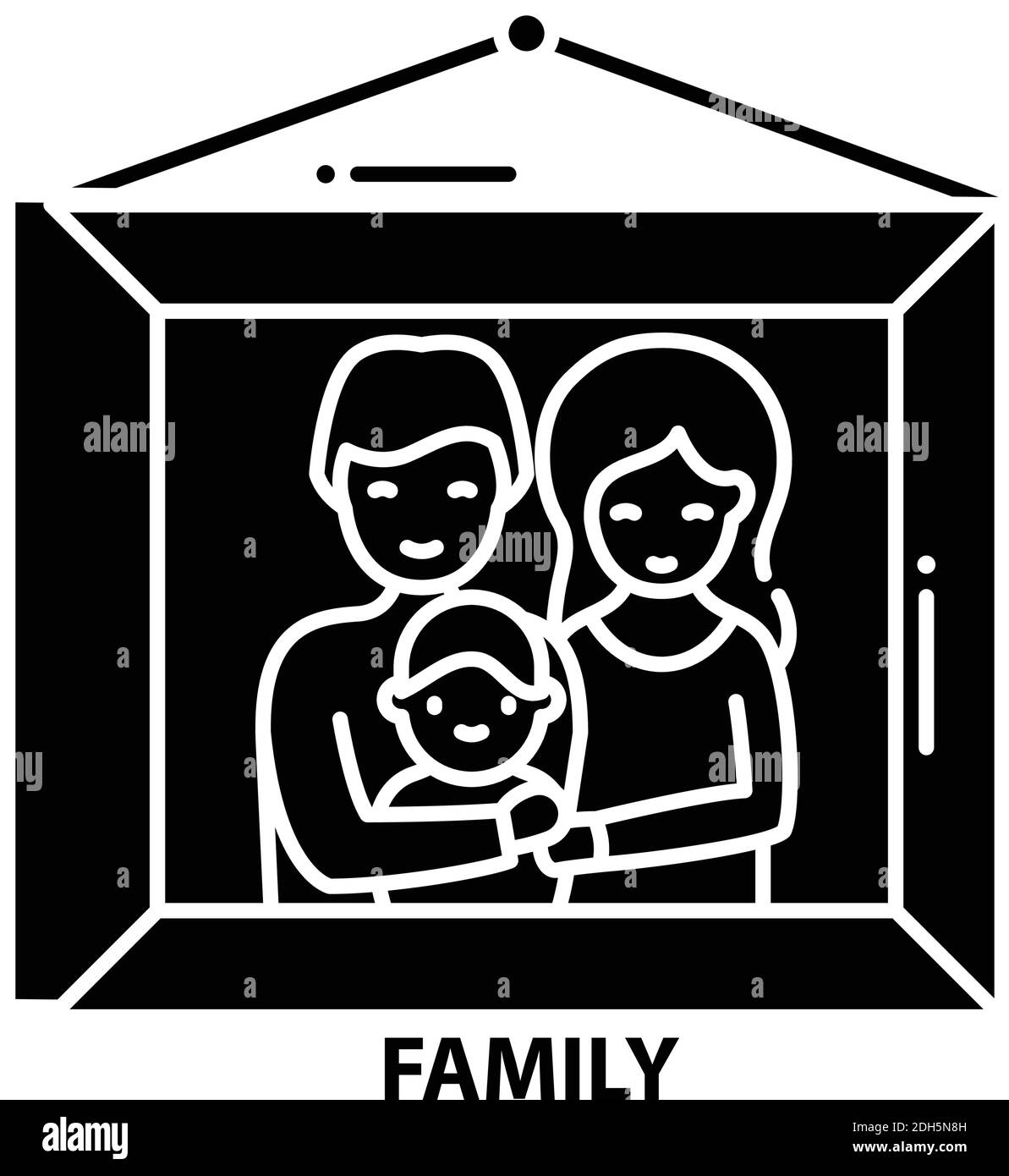 family sign icon, black vector sign with editable strokes, concept illustration Stock Vector
