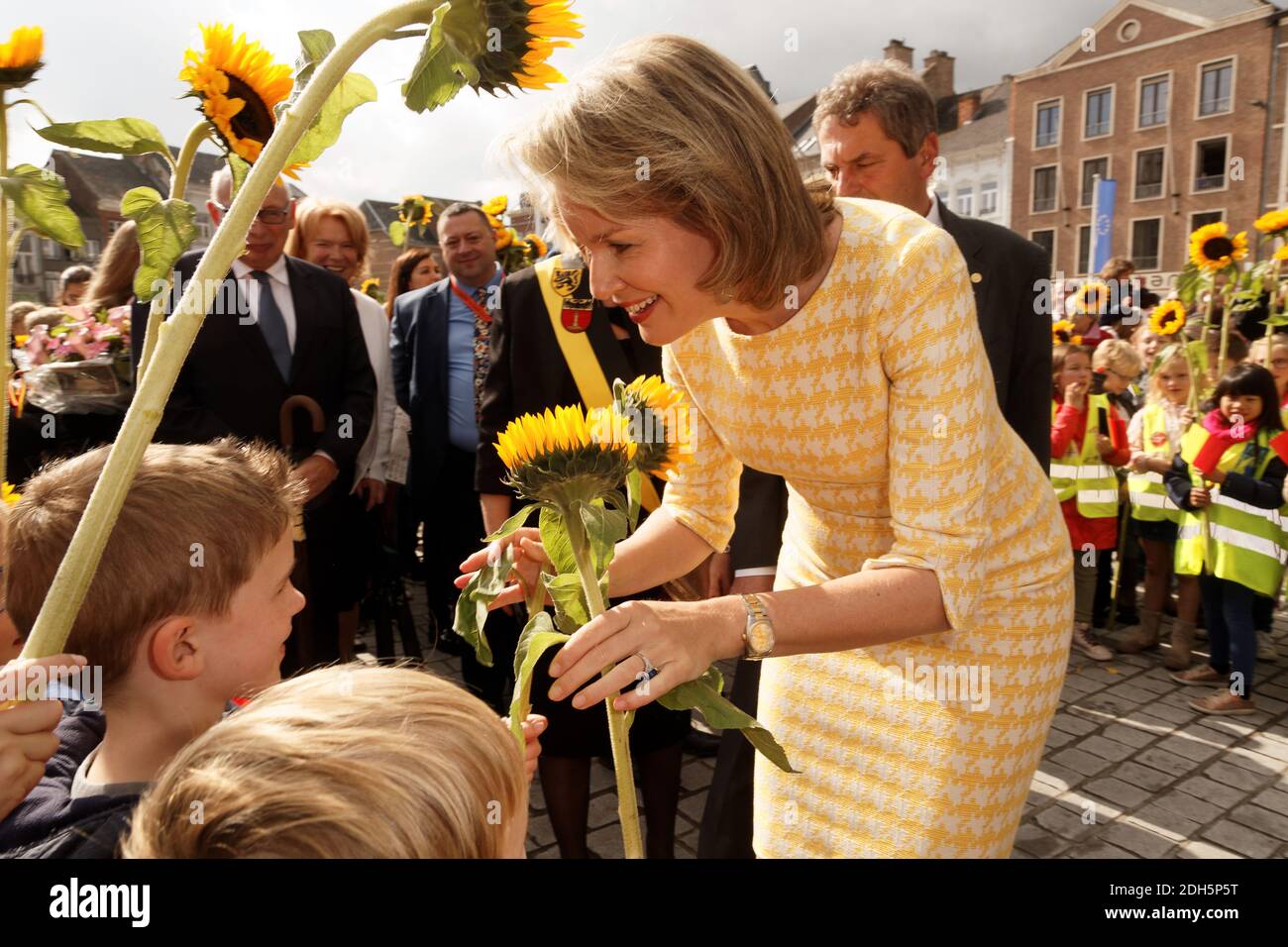 Queen Mathilde of Belgium pictured during a royal visit to the 'Eurofleurs 2017' European championships for young florists in Saint-Trond, Belgium, on Friday 15 September 2017. Photo by ABACAPRESS.COM Stock Photo