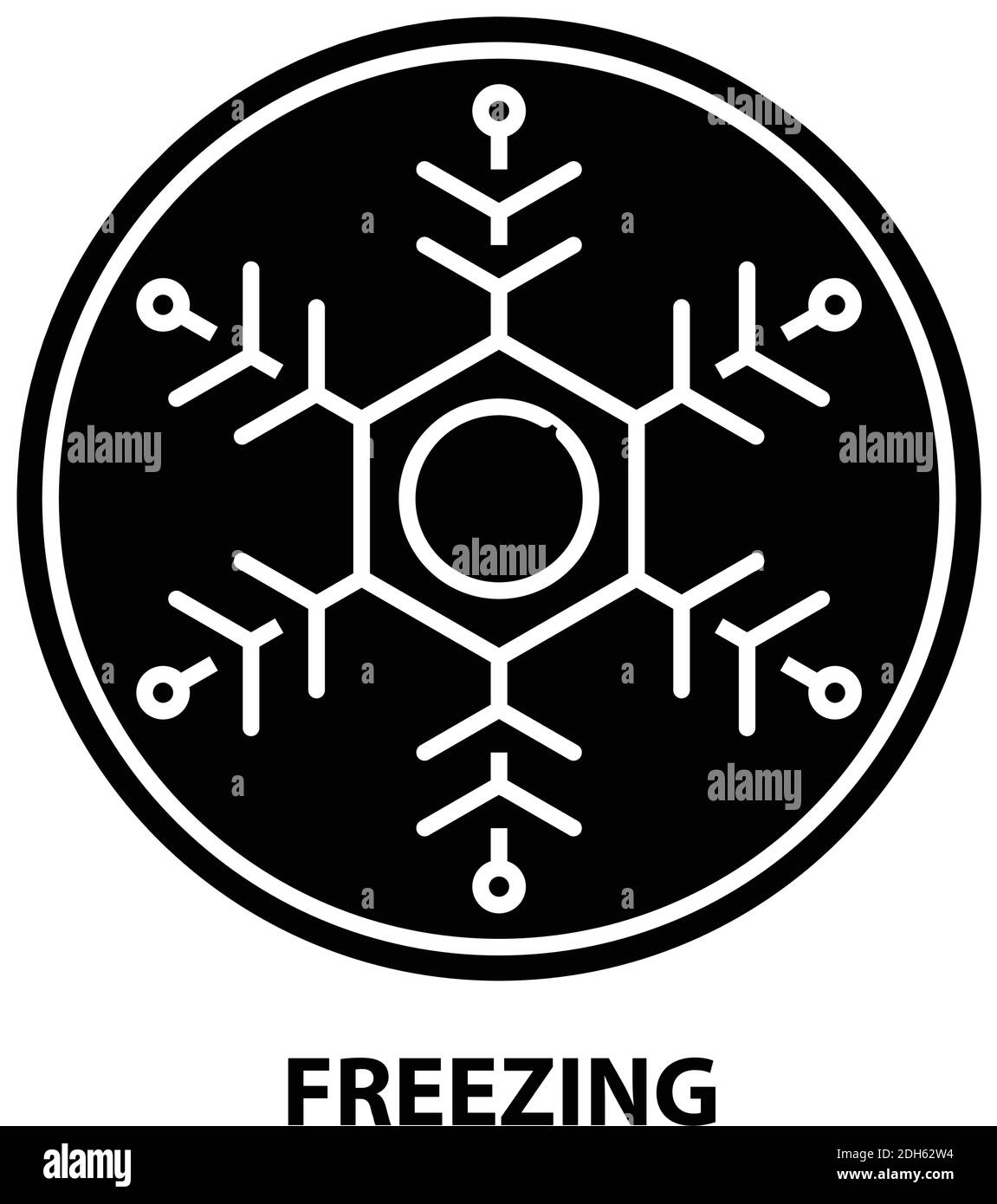freezing icon, black vector sign with editable strokes, concept illustration Stock Vector