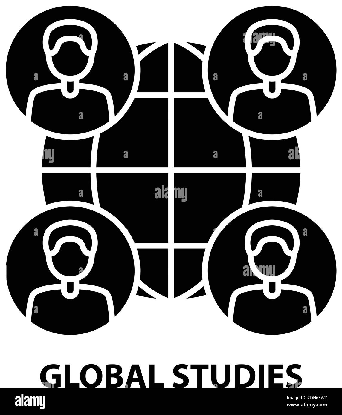 global studies icon, black vector sign with editable strokes, concept illustration Stock Vector