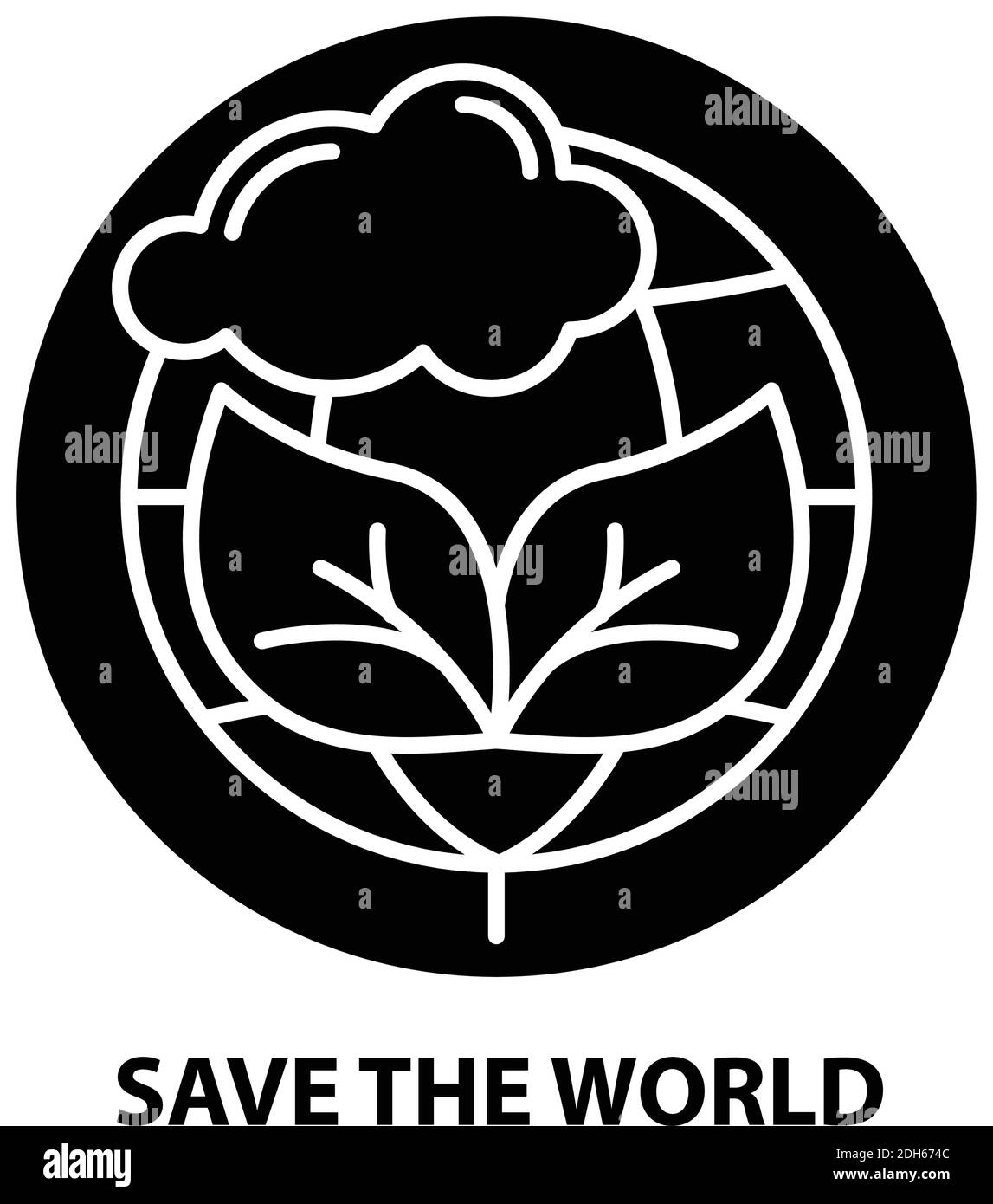 save the world icon, black vector sign with editable strokes, concept