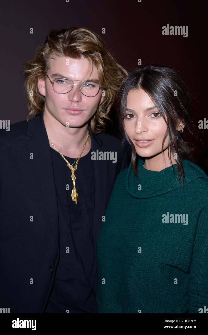 Jordan Barrett and Emily Ratajkowski attending the Paco Rabanne Fashion  Show as part of Paris Fashion Week Spring Summer 2018 held at the Grand  Palais in Paris, France, on September 28, 2017.