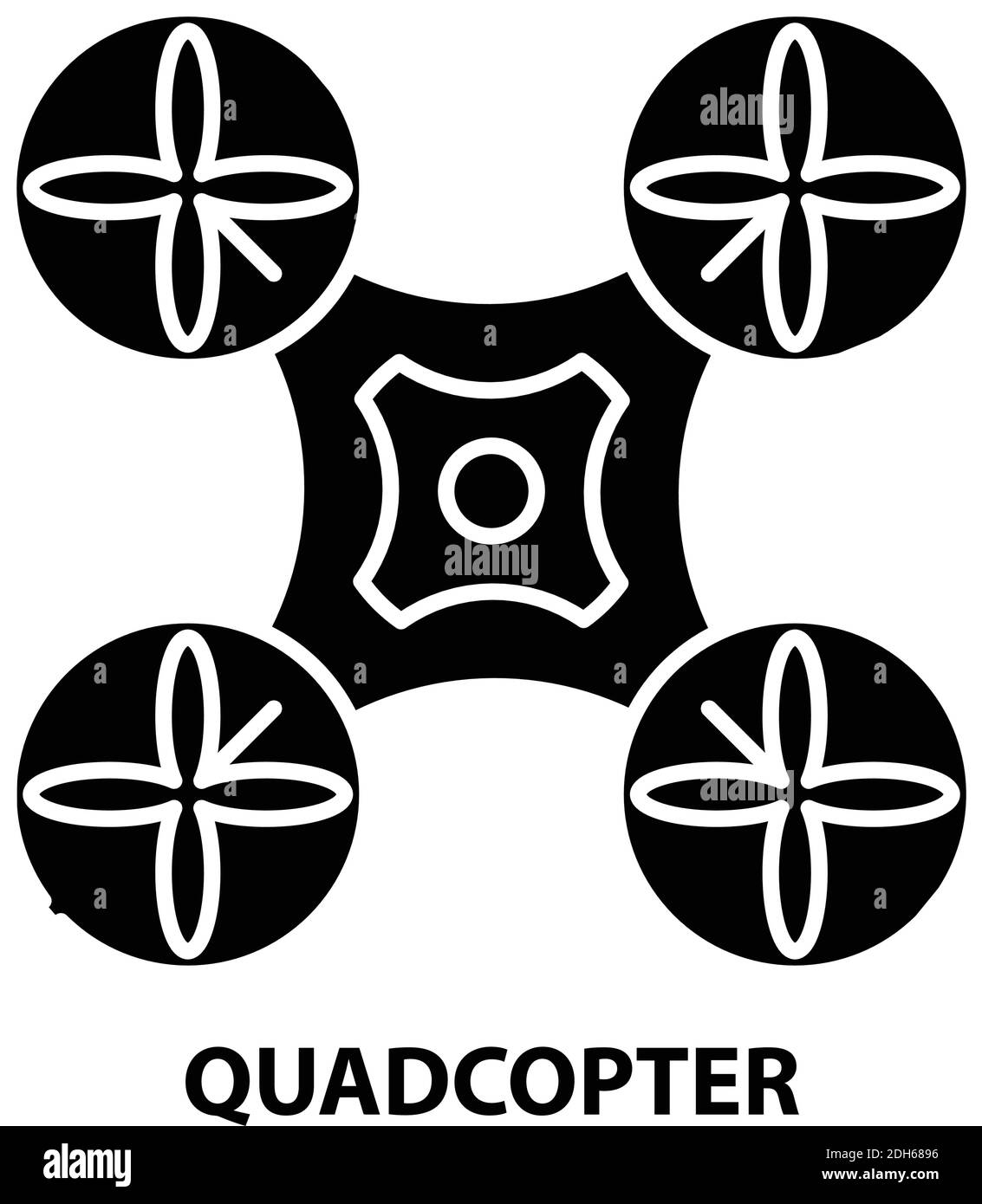 quadcopter icon, black vector sign with editable strokes, concept illustration Stock Vector
