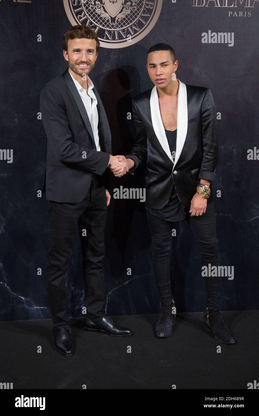 Pierre Emmanuel Angeloglou and Olivier Rousteing attends the L'Oreal Paris  X Balmain event as part of the Paris Fashion Week Womenswear Spring/Summer  2018 in Paris, France, September 28 2017. Photo by Nasser