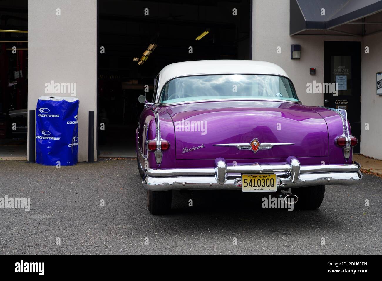 Red Bank Nj 16 Jul 2020 View Of A Purple Vintage Packard Car With Chrome Bumpers At A Service Station In Red Bank Monmouth County New Jersey Stock Photo Alamy