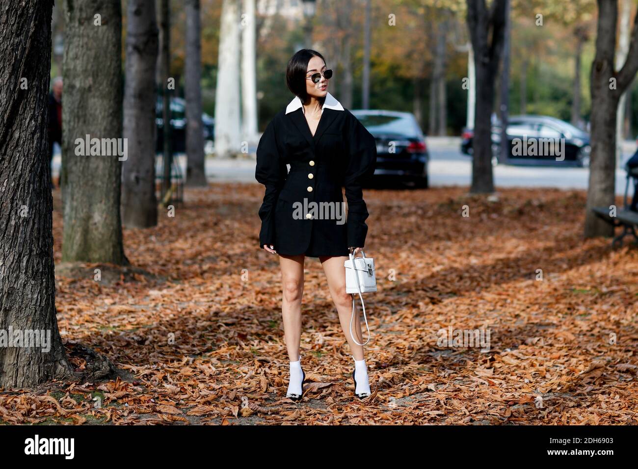 Street style, Yoyo Cao arriving at Rochas Spring-Summer 2018 show held