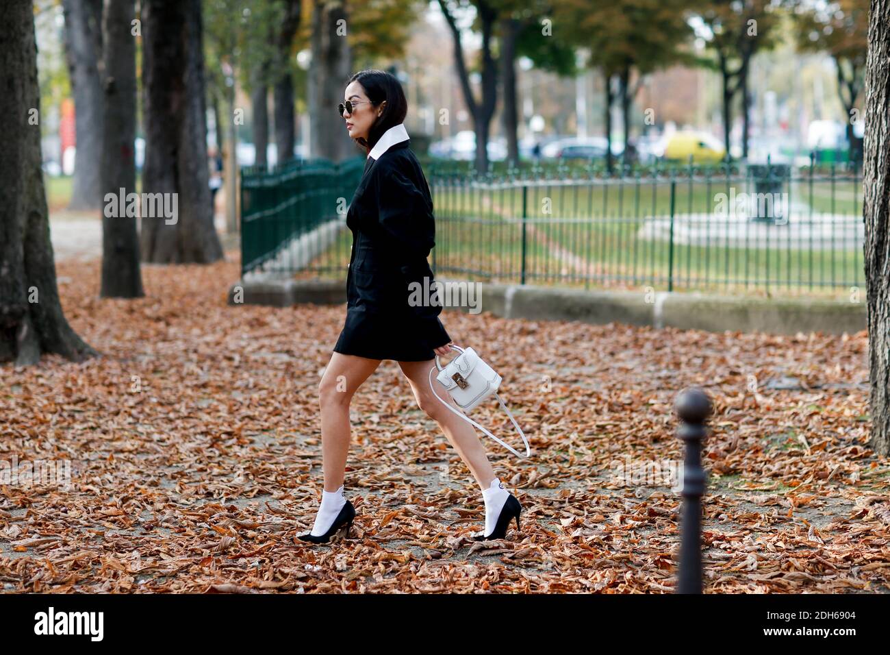 Street style, Yoyo Cao arriving at Rochas Spring-Summer 2018 show held