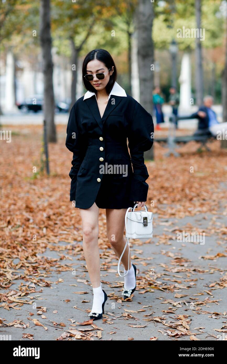 Street style, Yoyo Cao arriving at Rochas Spring-Summer 2018 show held