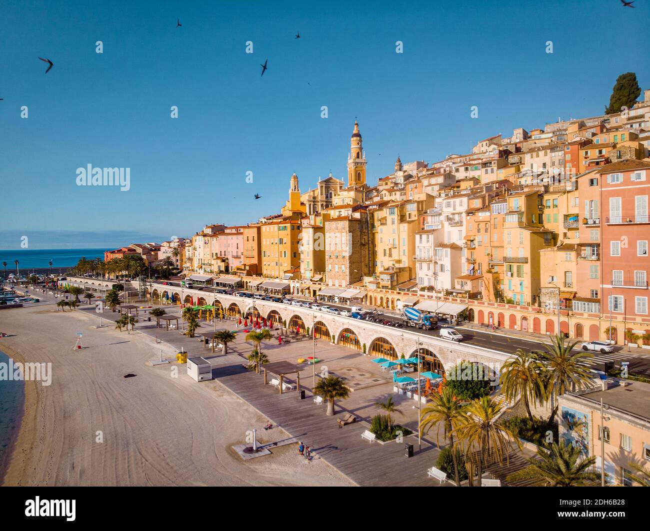 View on old part of Menton, Provence-Alpes-Cote d'Azur, France. Stock Photo