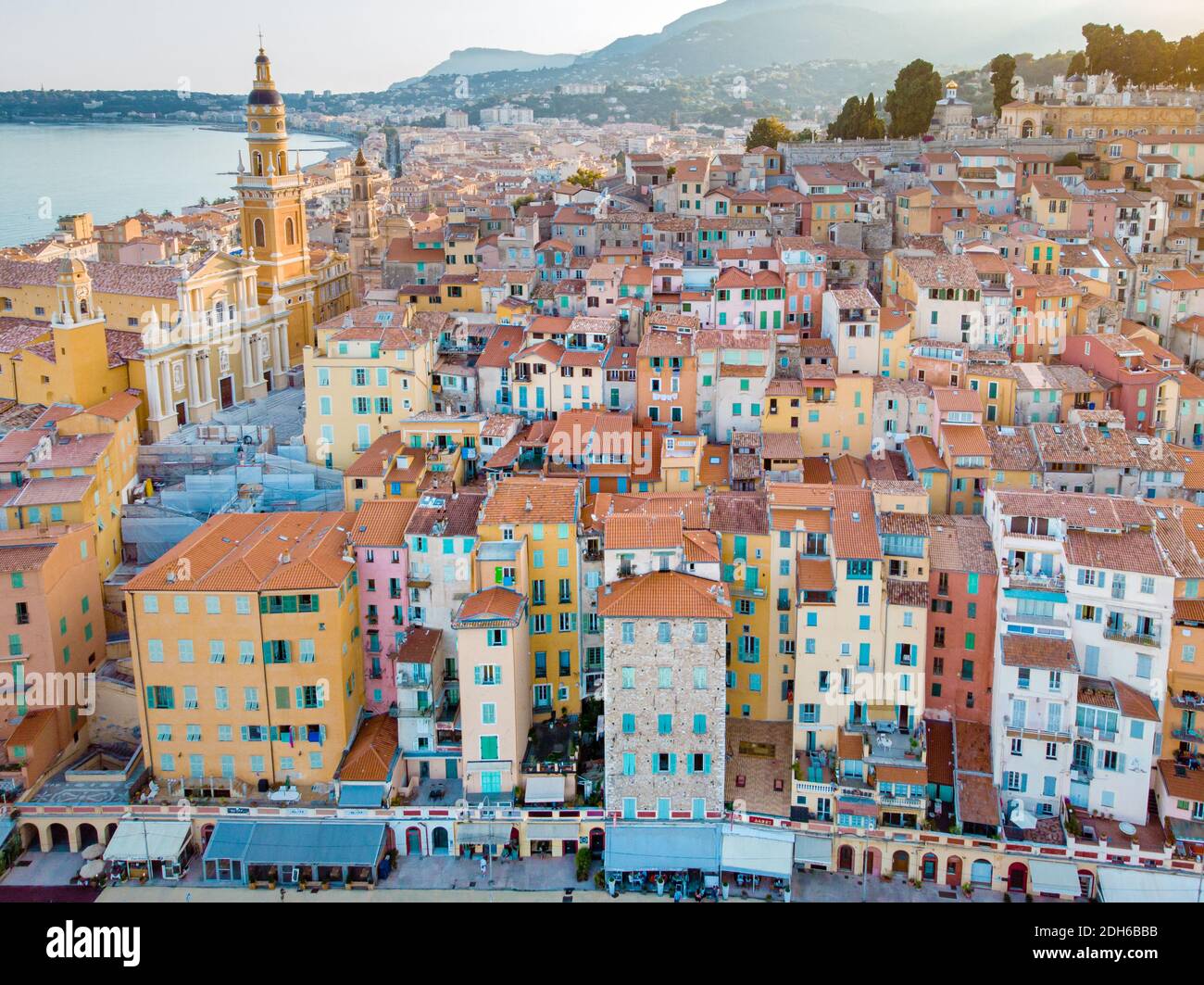 View on old part of Menton, Provence-Alpes-Cote d'Azur, France. Stock Photo