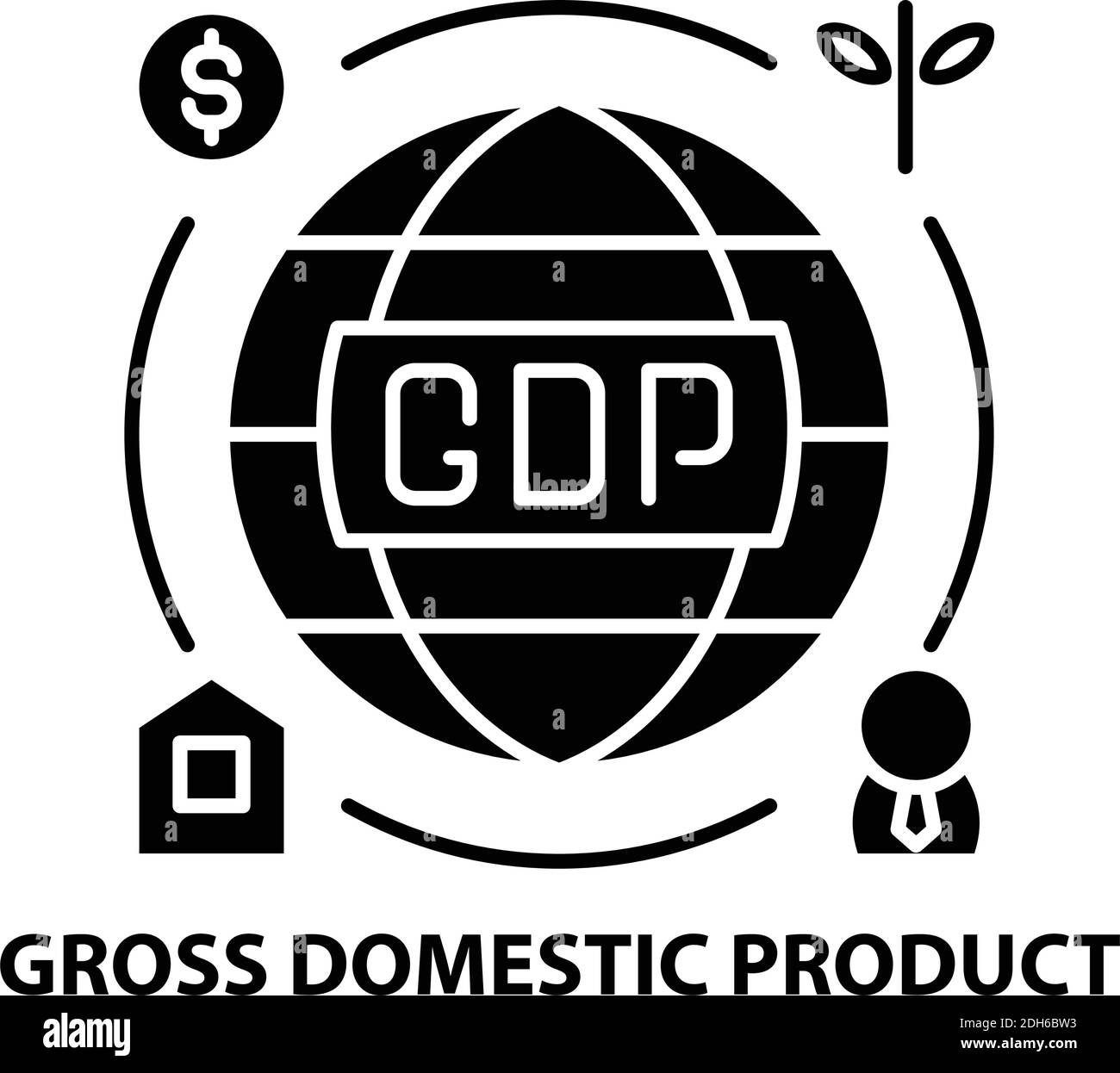 gross domestic product icon, black vector sign with editable strokes, concept illustration Stock Vector