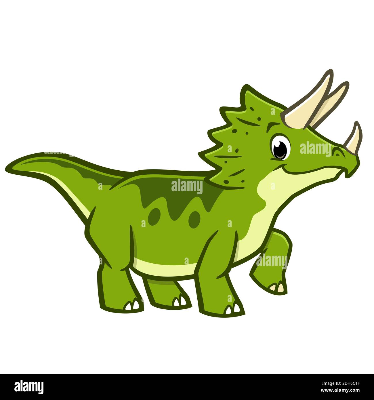 Vector Illustration Of Cute Cartoon Triceratops Dinosaur Isolated Object For Design Element